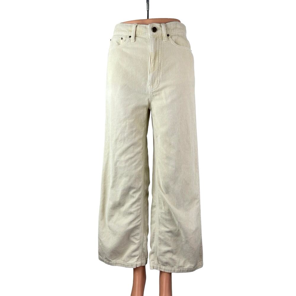 Urban Outfitters BDG Women's Ivory Corduroy High Rise Wide Leg Trousers Pants 27